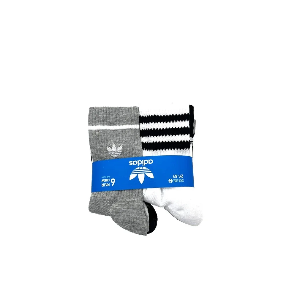 Adidas 6 Pack Crew Youth Socks Size M‎ 2Y-5Y Grey White Black Model JK5278